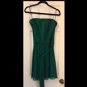 Green short dress with blue stripes